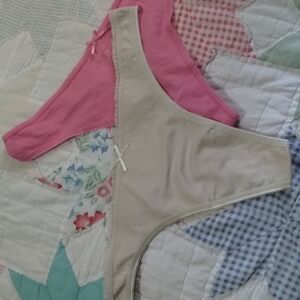Never Worn Pink and Cream Thong Panties